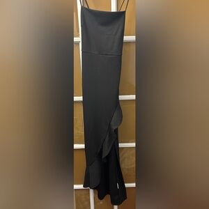Black Maxi Slip Dress with Slit